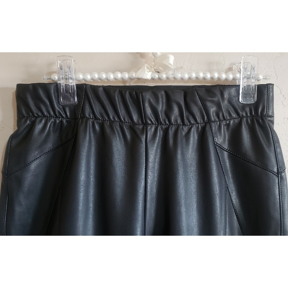 Anthropologie PILCRO Pants 26P Glasgow Black Vegan Leather Zippered Skinny Hem - Picture 8 of 15